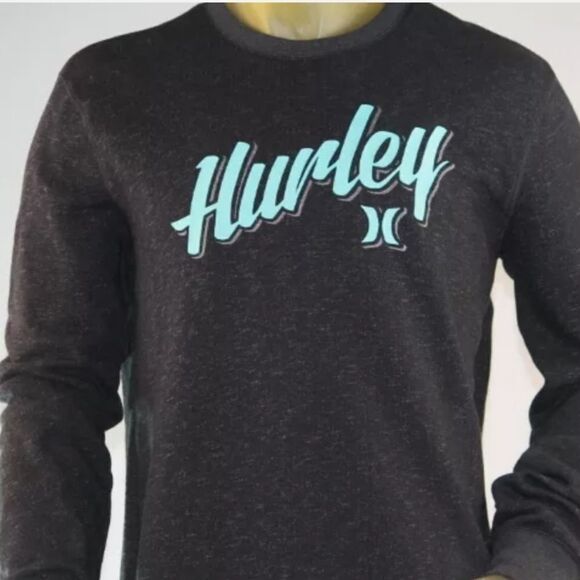 HURLEY MEN'S BLACK PULL-OVER SWEATSHIRT W/SHADOW LOGO Size Large - Picture 1 of 5